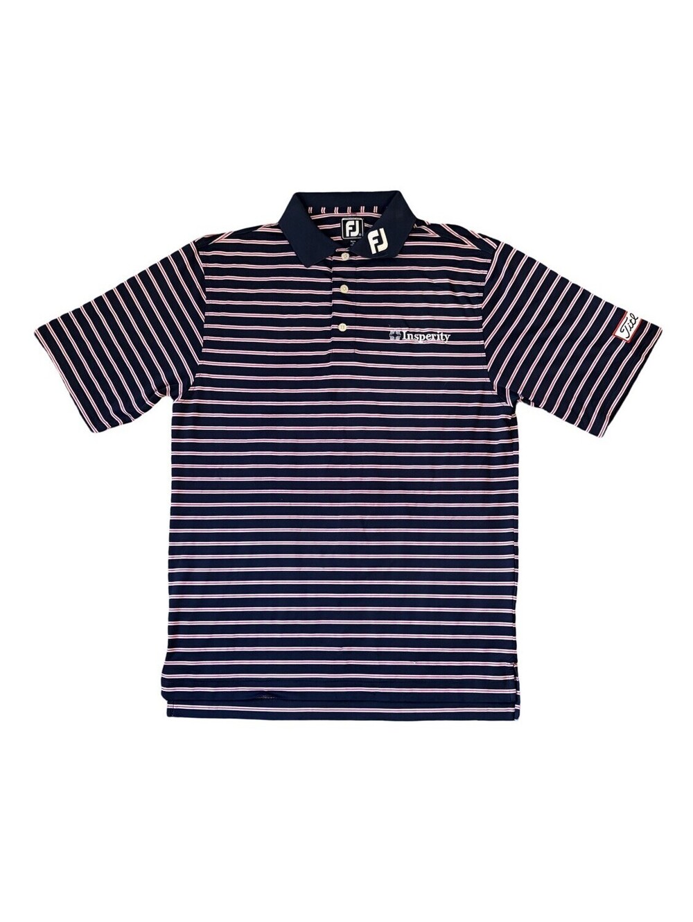 FootJoy FJ Men's Golf Polo Shirt Striped Athletic Fit Titleist Patch Size Medium